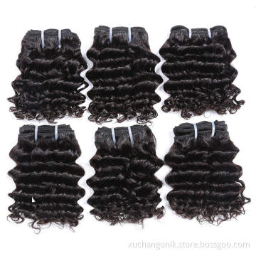 Uniky Brazilian Bouncy Curly Hair 6inch Short Length 3pcs Human Hair Bundles Remy Hair Weave Extensions 6Pieces Can Make One Wig